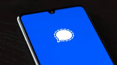 Signal app logo on an iPhone